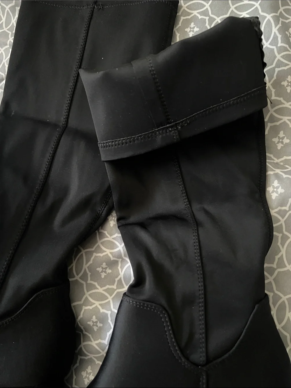 Classic Black Wedge Knee-High Boots - Women